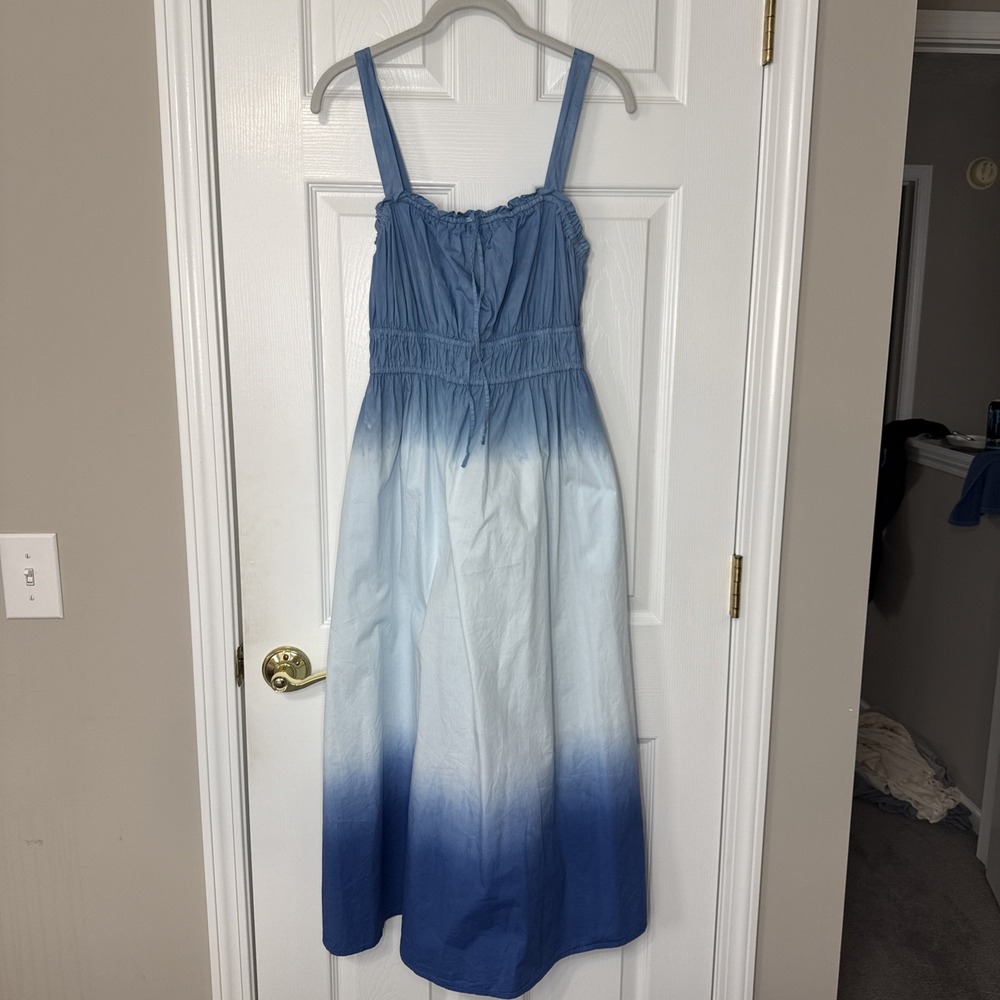 J. Crew Ombre Midi Dress Blue Tie Dye Size Medium Boho Sleeveless Casual Long